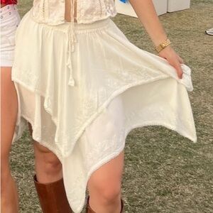 White Flowy Boho Tiered Ruffled Skirt Coachella / Festival